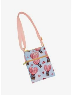 HUNIVERS Her Universe Disney Mickey Mouse & Minnie Mouse Heart Balloon Passport Crossbody Bag