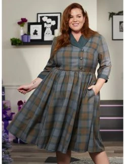 HUNIVERS Her Universe Outlander Tartan Plaid Swing Dress Plus Size