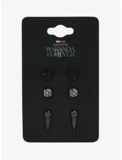 Null Marvel Black Panther: Wakanda Forever Icon Stud Earring Set -transcendentactive shop 19801078 av1