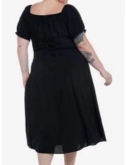Null Black Babydoll Lace-Up Midi Dress -transcendentactive shop 19801212 av2