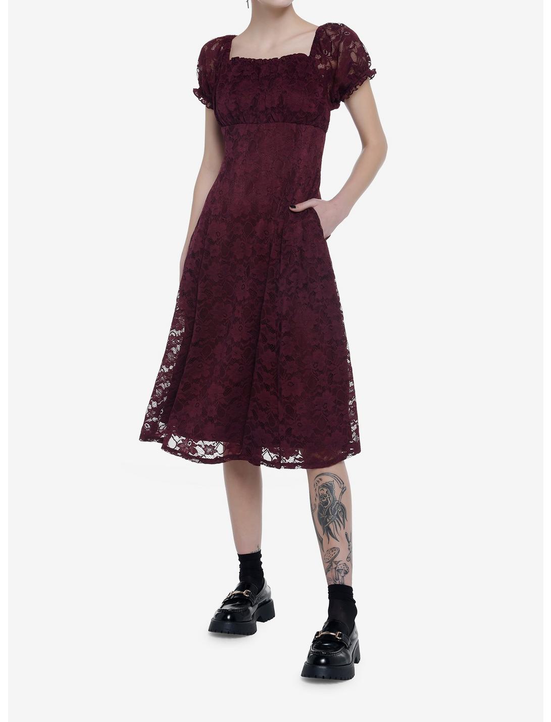 Burgundy Floral Lace Midi Dress Null Burgundy Floral Lace Midi Dress -transcendentactive shop 19801219 av1