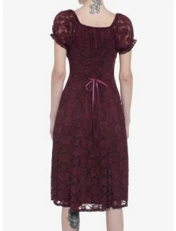 Null Burgundy Floral Lace Midi Dress -transcendentactive shop 19801219 av2