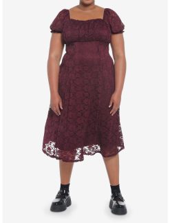 Null Burgundy Floral Lace Midi Dress Plus Size -transcendentactive shop 19801227 av1
