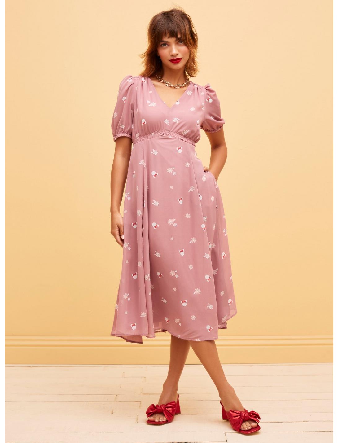 Her Universe Disney Minnie Mouse Flower Chiffon Midi Dress HUNIVERS Her Universe Disney Minnie Mouse Flower Chiffon Midi Dress -transcendentactive shop 19829272 av1