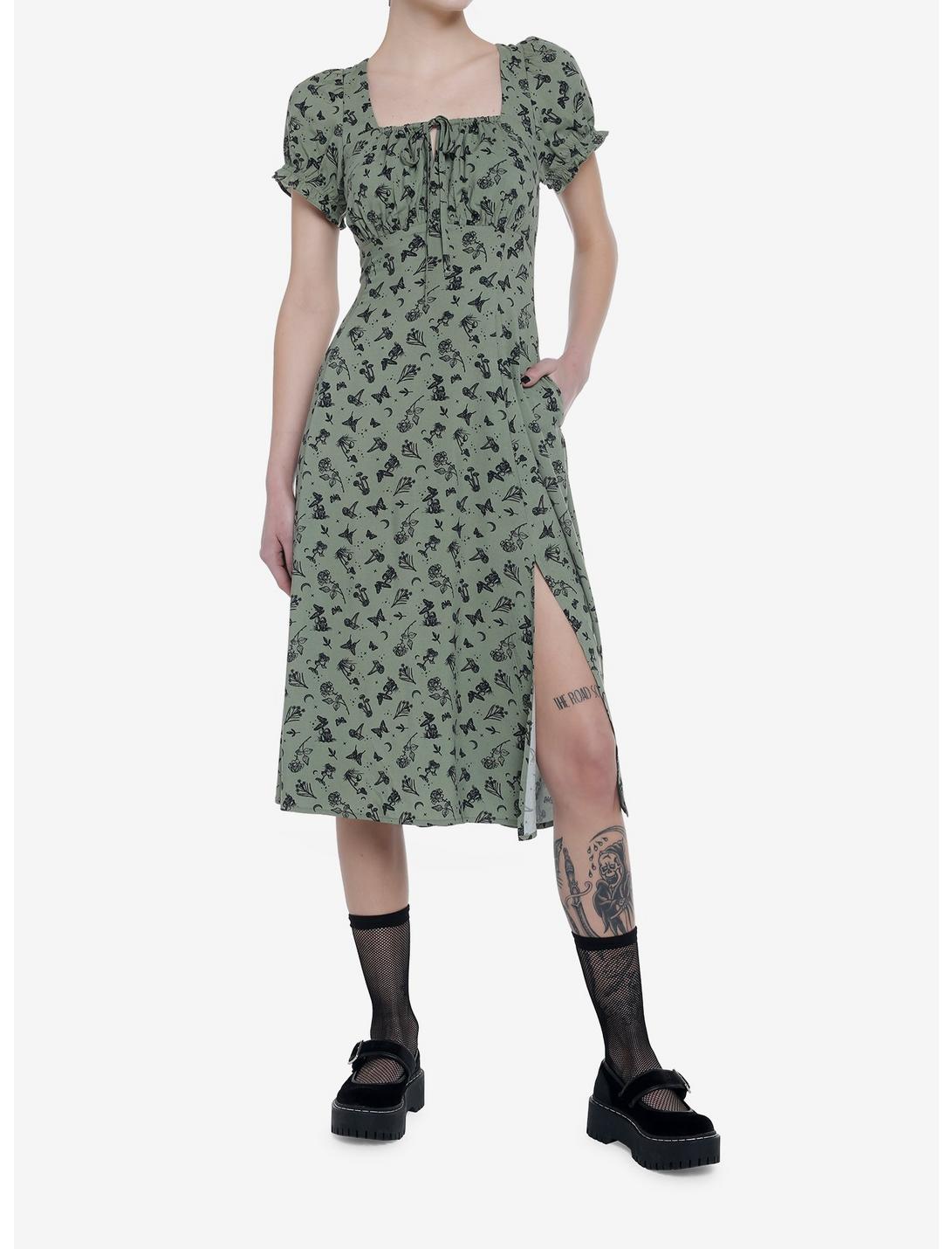 Green Butterfly Mushroom Empire Midi Dress Null Green Butterfly Mushroom Empire Midi Dress -transcendentactive shop 19946904 av1