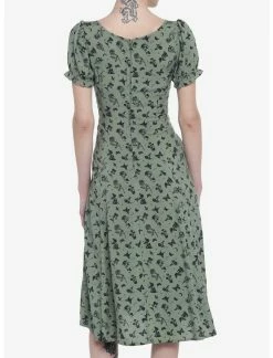 Null Green Butterfly Mushroom Empire Midi Dress -transcendentactive shop 19946904 av2