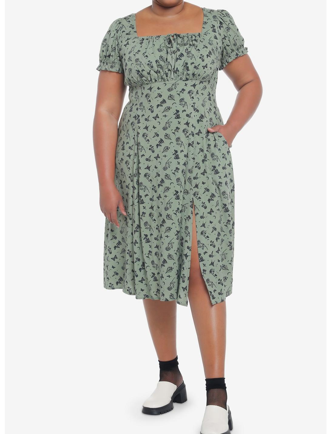 Green Butterfly Mushroom Empire Midi Dress Plus Size Null Green Butterfly Mushroom Empire Midi Dress Plus Size -transcendentactive shop 19946912 av1