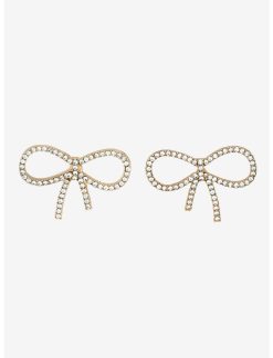 Null Bejeweled Bow Stud Earrings