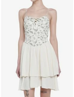 Null Cottagecore Ivory Strappy Tiered Dress