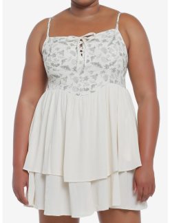Null Cottagecore Ivory Strappy Tiered Dress Plus Size