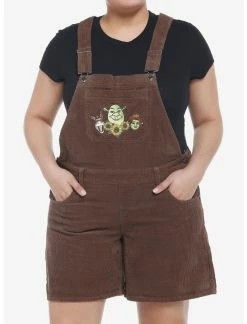 HUNIVERS Shrek Embroidered Corduroy Shortalls Plus Size