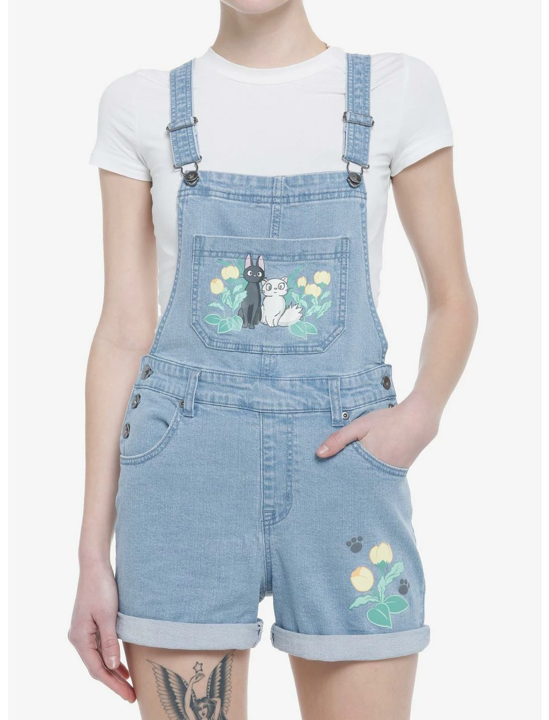 HUNIVERS Her Universe Studio Ghibli Kiki's Delivery Service Jiji & Lily Flower Shortalls 3 HUNIVERS Her Universe Studio Ghibli Kiki's Delivery Service Jiji & Lily Flower Shortalls