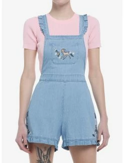 HUNIVERS Her Universe Disney Bambi Ruffle Denim Shortalls