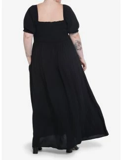 Null Thorn & Fable Black Smock Puff Sleeve Maxi Dress Plus Size -transcendentactive shop 20066957 av2